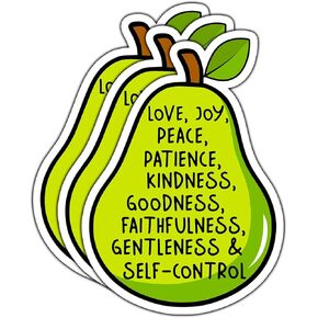 (3Pcs) The Fruit of The Spirit Joy Love Peace Christian Sticker Inspirational Quotes Bible Verse Jesus Vinyl Decal Stickers for Tumbler Laptop Kindle Water Bottles Book Phone Car- Size 3x2