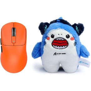 الهجوم Shark X3 Mouse Wireless Gaming Mouse + حزمة Plush Mascot الرسمية-MOUSE TRI-MODE 26K DPI مع PAW3395 Sensor & Cuddly Shark Keychain للاعبين-البرتقاليين
