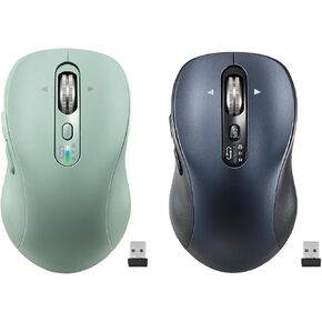 Wireless Bluetooth Mouse Rechargeable,Multi Device Ergo Computer Mouses,4-Way Super Scrolling,± 3200 DPI,10 Buttons,Plug&Play,Quiet,USB Cordless Mice for Laptop,Tablet,Mac,iPad,PC,Phone (Green+Black)