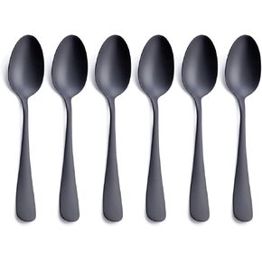 Matte Black Dinner Fork, GoGeiLi Stainless Steel Satin Finish 8.0-inch Silverware Flatware Fork Set, Service for 6, Dishwasher Safe