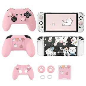 Nananino Nintendo Switch OLED Accessories و Nintendo Switch OLED مع واقي الشاشة و Nintendo Switch Pro Controller Pink