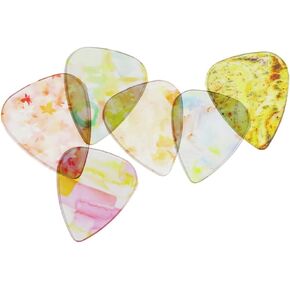 6 Piece Guitar Plectrums Picks Classical Triangle for Bass, Specialty Handmade Exotic Plectrum, Guitars Heavy Guitar Plectrums for Guitar Players， 3 thicknesses 0.58/0.81/1.5mm.(Purple streamer)