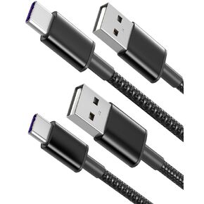 USB C Cable [2-Pack, 6 ft], Fast Charging 3A Quick Charger Cord, USB A to Type C Fast Charge Premium Nylon USB Cable for Samsung Galaxy S10 S9, Note 8, LG V20 G8 G7 and Other USB C Charger