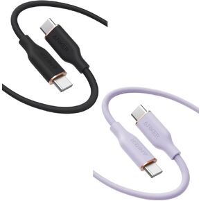 Anker USB-C to USB-C Cable, Cable 100W 6ft, USB 2.0 Type C Charging Cable Fast Charge for iPhone 15/15Pro/15Plus/15ProMax, MacBook Pro 2020, Galaxy S23- Lilac Purple & Midnight Black