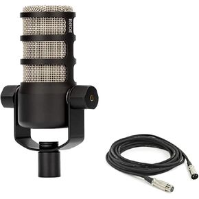 Rode PodMic Dynamic Podcast Microphone with StreamEye BOOMARM Mic Arm, XLR Cable and StreamEye Polishing Cloth