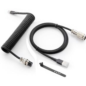 Adapter Compatible Pro Custom Coiled USB C Cable for Gaming Keyboard, Double-Sleeved Mechanical Keyboard Cable with Detachable Metal Aviator,USB-C to USB-A 1.8M