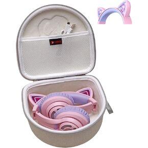 XANAD Kids Headphone Case for Riwbox CT-7 Pink/for Jack CT-7S Cat Green 3.5mm/ for iClever IC-HS01/for Picun/for FosPower Cat Ear LED Light Up Headphones - Kids Cover Only（Purple）
