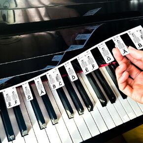 Removable Piano Keyboard Note Labels, Colorful PVC Piano Notes Stickers Guide for Beginner, Reusable 88 Key Full Size Piano Key Music Notes Letter Label Comes with Box
