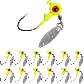 CRAPPIE JIG HEAD ، 12 Peices صيد صيد يرقص مع عين ثلاثية الأبعاد صيد السمك كرابي سمك السلمون المرقط