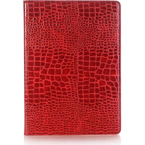 iPad Pro 1st 2nd (12.9'') Case for Women, DMaos Crocodile Synthetic Leather Stand Folio Smart Cover, Auto Sleep/Wake, Document Card Holder - Red