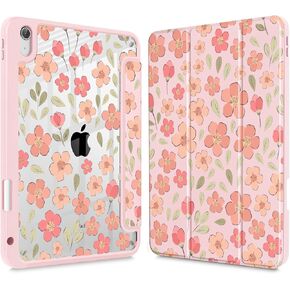 May Chen Case for iPad Air 11 (M3 2025 / M2 2024) 7th 6th, iPad Air 4 & 5 10.9 Inch 5th 4th (2022/2020) - Pencel Holder + Auto Sleep/Wake, Transparent Shockproof Back Cover, Pink Bows