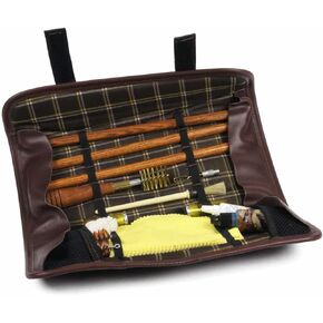 Sporting Leather Wood Rod Shotgun Cleaning Kit by INTELCASE - 34inch Barrel, Brown