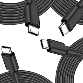 Durable 2-Pack 6 Ft Fast Charging Data USB Cable, USB C to USB C, Black