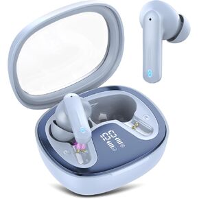 Wireless Earbuds, Bluetooth 5.3 Headphones HiFi Stereo, Wireless Earphones with ENC Noise Cancelling Mic, IP7 Waterproof Mini Bluetooth Earbuds, 48H, Touch Control Ear buds for Android/iOS, Blue