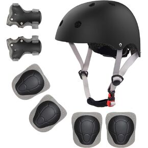 Kids Bike Helmet with Sports Protective Gear Set Knee Elbow Pads Wrist Pads for Bike Skateboard Skating Scooter Rollerblading, Adjustable and Ventilation Helmet Set