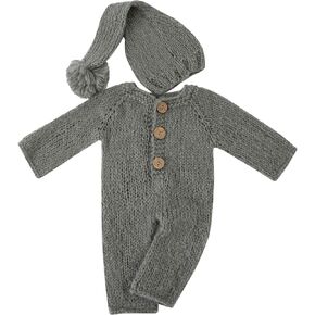 Vemonllas Newborn Photography Props Baby Boys Girls Photoshoot Outfits Infant Photo Costume Handmade Hat Romper