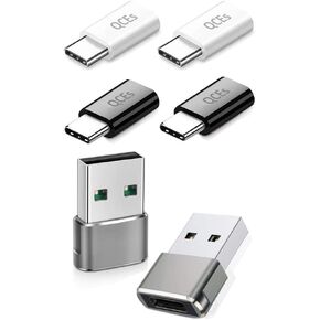QCEs USB C Female to USB Male Adapter 2Pack and Micro USB to USB C Adapter 4Pack
