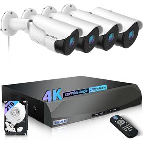【130° Wide Angle】 Outdoor Wired Security Camera System, Home Video Surveillance System,POE Security Cameras Systems