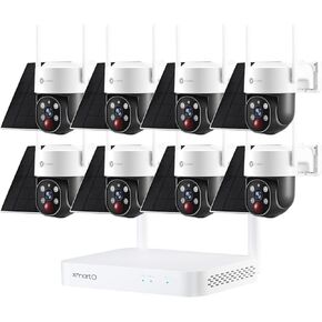 XMARTO 100% Wire-Free Solar PTZ Home Security Camera System Wireless, 8-Set 2K 4MP QHD CCTV Camera Kit with 4K 10CH Expandable WiFi NVR and Past 90-Day Video Storage, All-Weather Solar Charge