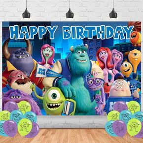 Monster University Birthday Party Backdrosp, Cartoon Monster University Birthday Party Decoration,Cartoon Birthday Banner Shoot Photo Backgrounds Props for Party 5x3ft