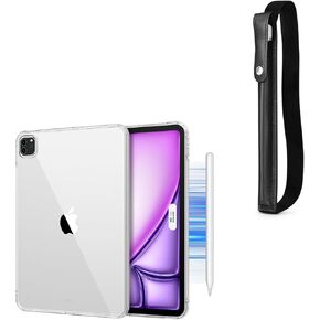 DTTO for iPad Air 13 Inch Case M2 2024, iPad Pro 12.9 inch 6th/5th/4th/3rd Gen, Slim Lightweight Transparent Case with Hard PC Back and PU Leather Pencil Sleeve Pouch, Clear/Black