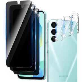 3+3 Pack Privacy Screen Protector for Samsung Galaxy A16 5G With 3 Pack Camera Lens Protector,Full Coverage,Anti-Spy Tempered Glass Film,9H Hardness,Bubble Free,Easy to Install