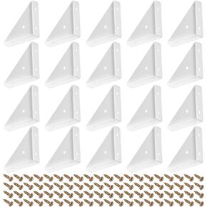 uxcell 20Pcs Angle Corner Brackets 66mm x 66mm, Cold Rolled Steel Braces Joining Support with Screws for Desk Bed Edge (Beige) in Kuwait