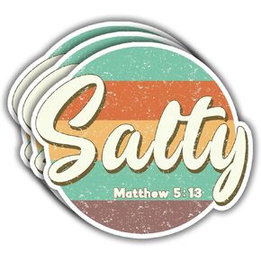 (3 pcs) Salty Matthew 5:13 Sticker Christian Bible Verse Jesus Vinyl Decal Motivation Inspirational Quotes Stickers for Books Laptops Phonecase Water Bottles Kindles Car Hard Hat -3x2.9