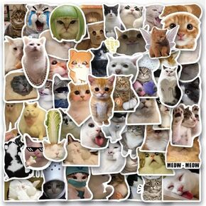 100pcs Funny Cat Meme Stickers Pack – Cute Kawaii Vinyl Decals for Water Bottles, Laptops, Journals, Scrapbooking, Gifts & More – Waterproof Aesthetic Cat Stickers for Teens & Adults