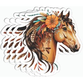 3Pcs Gypsy Horse with Flower Sticker - Cute Horse Sticker - Horse Lover Sticker - Pet Sticker - Sticker for Laptop - Phone - Computer - Book