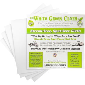 4-Pack Reusable Cleaning Cloths for Streak-Free Windows, Mirrors & All-Purpose Use – Chemical-Free, Absorbent, Non-Abrasive, 16" x 16" White Cleaning Rags, Made in The USA