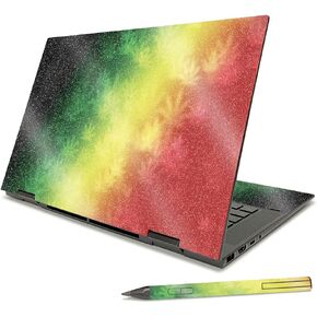 MightySkins Glossy Glitter Skin Compatible with HP Envy x360 15" (2021) - Rasta Rainbow | Protective, Durable High-Gloss Glitter Finish | Easy to Apply, Remove, and Change Styles | Made in The USA