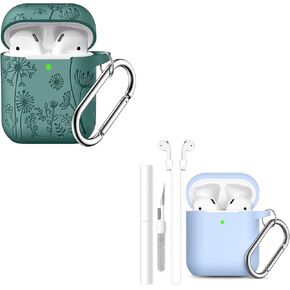 Lerobo for AirPods Case 1st/2nd Generation Case CoverStylish Soft Silicone Protector with Keychain Compatible with Apple AirPod 1st/2nd Generation Charging Case, Front LED Visible