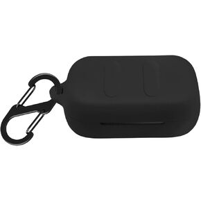 Silicone Case for Skullcandy Dime, Shockproof Protective Earbuds Cover with Carabiner Accessories(Black)