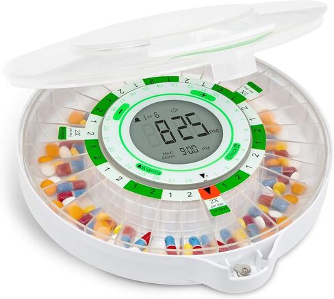 Live Fine 28-Day Automatic Pill Dispenser with Upgraded LCD Display, Key Lock, Sound & Light for Prescriptions, Medication, Vitamins, Supplements & More in Kuwait