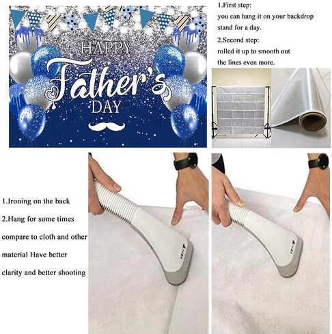 Happy Father's Day Backdrop 7X5ft I Love Dad Blue Sliver Glitter Father's Day Photography Backdrop Banner for Thank You Daddy Festival Decor Fathers Day Family Party Supplies (7X5FT(82x59inch)) in Saudi Arabia