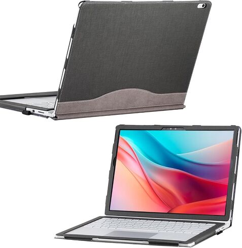 حالة شلمان لكتاب Microsoft Surface Book 3/2 15 "، وجلد بو مع غطاء الورقة الواقية القابلة للفصل القابلة للفصل لكتاب سطح Microsoft 15 بوصة ، ZJ-15-Black in Saudi Arabia