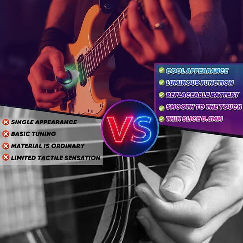 LED Light Up Guitar Picks – Glow-in-the-Dark, Replaceable Button Cell Battery, Customizable for Electric & Acoustic Guitars, Firefly Guitar Accessories, Cool Guitar Picks for Musicians in Saudi Arabia