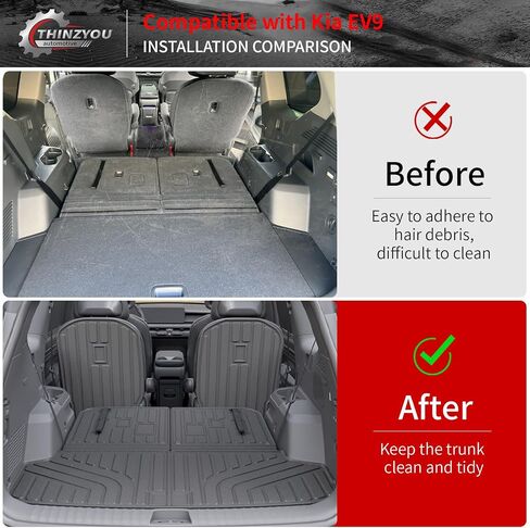 Cargo Mat Compatible with 2024 2025 Kia EV9 Trunk Mat Cargo Liner TPE All Weather Back Seat Cover Protector 3rd Row Trunk Liner 2024 Accessories (6&7 Seats, Trunk Mat with Backrest Mats) in Saudi Arabia