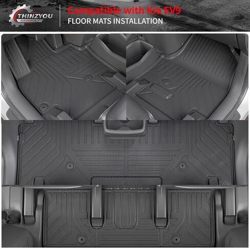 Cargo Mat Compatible with 2024 2025 Kia EV9 Trunk Mat Cargo Liner TPE All Weather Back Seat Cover Protector 3rd Row Trunk Liner 2024 Accessories (6&7 Seats, Trunk Mat with Backrest Mats) in Saudi Arabia