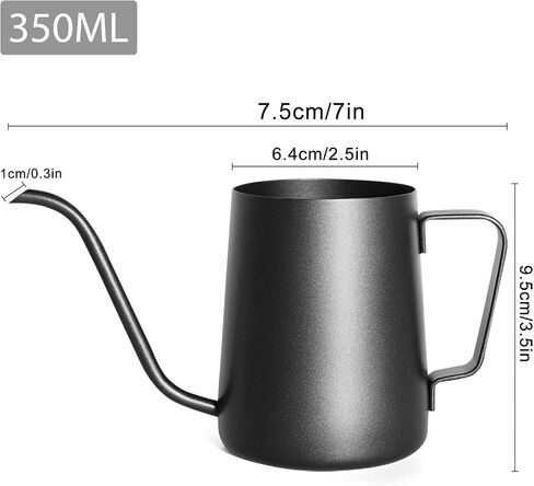 Pour Over Kettle Gooseneck Long Narrow Drip Spout Coffee Tea Pot (12 Oz) - Black, 350ML in Kuwait