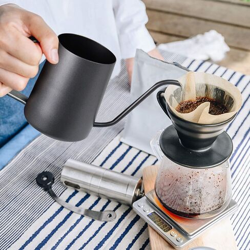 Pour Over Kettle Gooseneck Long Narrow Drip Spout Coffee Tea Pot (12 Oz) - Black, 350ML in Kuwait