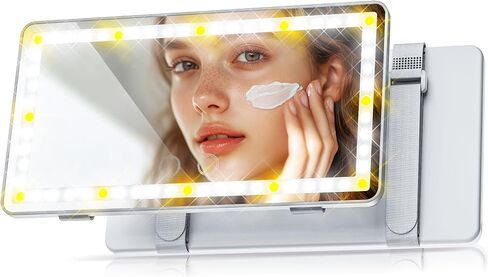 BUMBEE Car Sun Visor Vanity Mirror Car Vanity Mirror With 3 Light Modes Rechargeable Rear View Mirror Dimmable Touch Control Travel Makeup Mirror for Car Truck SUV Black in Saudi Arabia