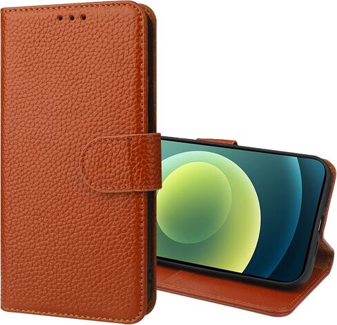 حافظة محفظة من الجلد الأصلي لـ iPhone 12 Pro Max Wireless Charge RFID حظر بطاقة الائتمان Kickstand Folio Flio Flip مع حزام معصم مغناطيسي 6.7 بوصة (أسود) in Saudi Arabia