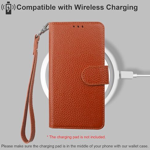 حافظة محفظة من الجلد الأصلي لـ iPhone 12 Pro Max Wireless Charge RFID حظر بطاقة الائتمان Kickstand Folio Flio Flip مع حزام معصم مغناطيسي 6.7 بوصة (أسود) in Saudi Arabia