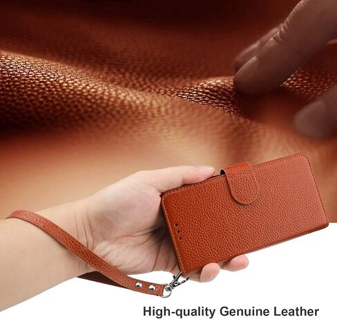حافظة محفظة من الجلد الأصلي لـ iPhone 12 Pro Max Wireless Charge RFID حظر بطاقة الائتمان Kickstand Folio Flio Flip مع حزام معصم مغناطيسي 6.7 بوصة (أسود) in Saudi Arabia