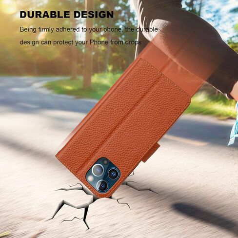 حافظة محفظة من الجلد الأصلي لـ iPhone 12 Pro Max Wireless Charge RFID حظر بطاقة الائتمان Kickstand Folio Flio Flip مع حزام معصم مغناطيسي 6.7 بوصة (أسود) in Saudi Arabia