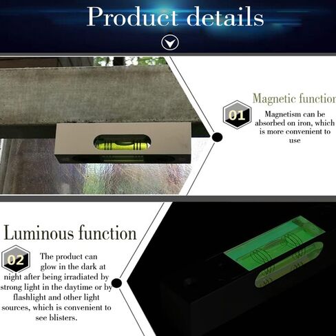 عالي الدقة من الألومنيوم سبيكة المعادن مستوى الفقاعة قابلة للتعديل الفقاعة الصغيرة مربعة شريط مغناطيسي مضيئة 66 حفرة الملعب 56 ملم in Kuwait