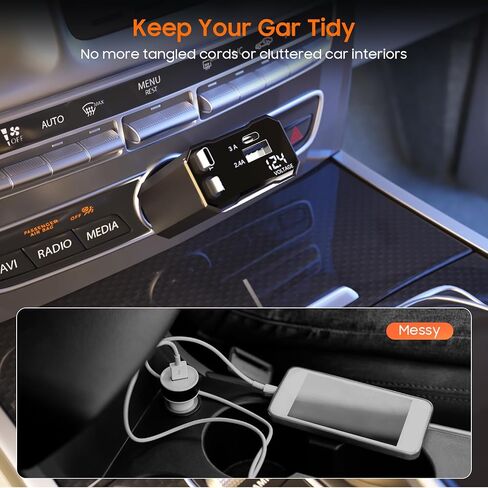 [2025 Upgraded] Toiaie Retractable Car Charger 4 in1,66W Fast Charging,Gift for Men Women, USBC Adapter for Phone 16 15 14 13 12 Samsung Android,Car Accessories in Saudi Arabia