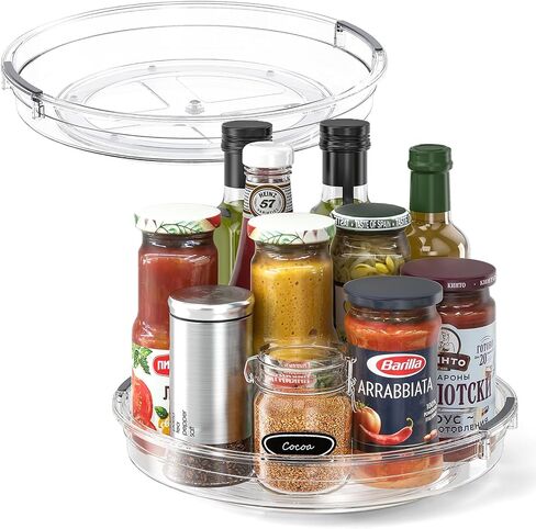 LAMU 2 Pack Lazy Susan Organizer 9.25 inch Turntable for Cabinet, Small Spice Organization for Cabinet, Kitchen, Pantry, Table Top, Fridge, Countertop, Medicine Cabinet Organizer, Clear in Kuwait